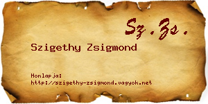 Szigethy Zsigmond névjegykártya